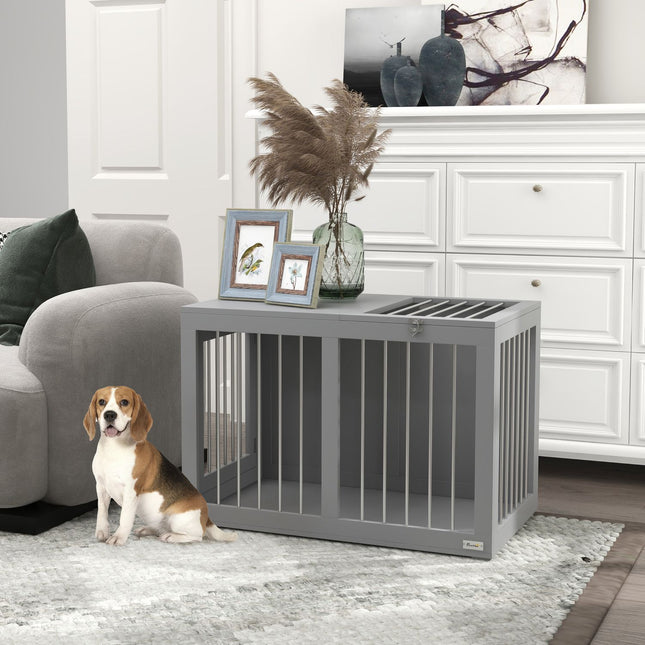 Cage Pour Chien Maison Niche Pour Chien Cage Pour Animaux De Compagnie Pour Chiens De Taille Moyenne Cage Pour Chien Avec Portes Cage De Transport Pour Chien Gris 80 X 50 X 56,5 Cm