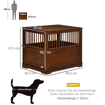 Stylische, mittelgroße Hundebox mit Tischplatte und abschließbarer Tür