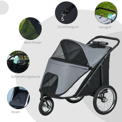 Faltbarer Tierwagen mit Netzfenster, 30 kg Tragkraft, Grau