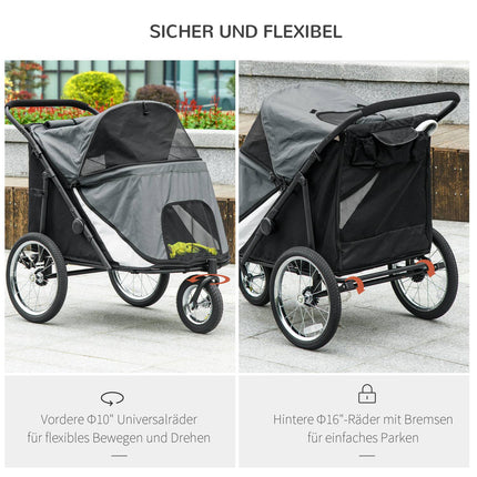 Faltbarer Tierwagen mit Netzfenster, 30 kg Tragkraft, Grau