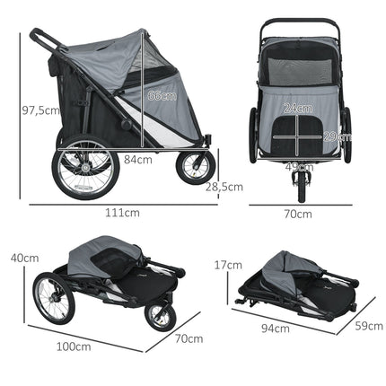 Faltbarer Tierwagen mit Netzfenster, 30 kg Tragkraft, Grau