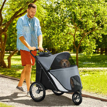 Faltbarer Tierwagen mit Netzfenster, 30 kg Tragkraft, Grau