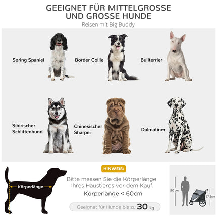 Faltbarer Tierwagen mit Netzfenster, 30 kg Tragkraft, Grau