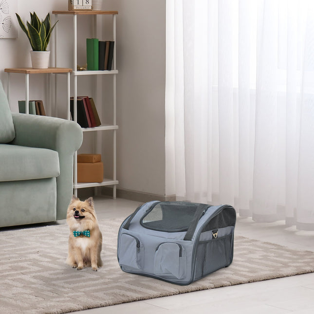 Caisse Pour Chien Boîte De Transport Pour Voiture Sac De Transport Oxford Gris 41X34X30Cm