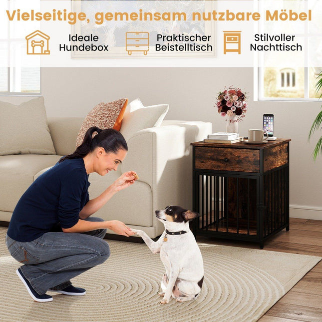 Meubles pour cages à chien avec station de chargement et tiroir