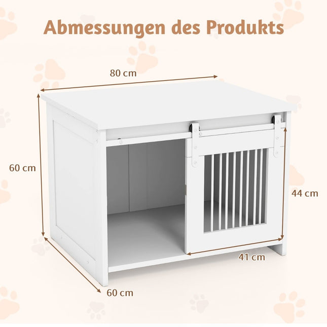 Cage pour chien avec porte coulissante - Métal et bois, 80 x 60 x 60 cm