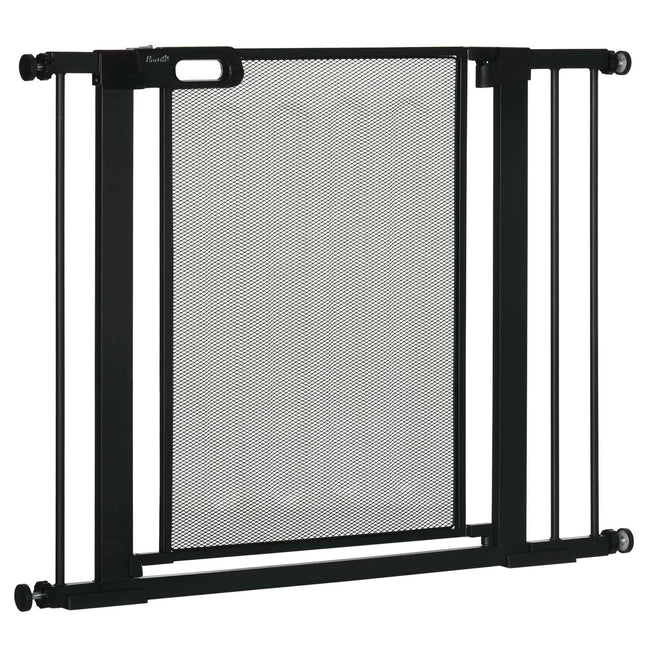 Hundegitter, kein Bohren, selbstschließend, Stahl, 75–103 cm, Schwarz