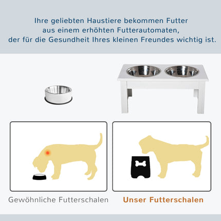 Hundefutterstation mit erhöhten Edelstahlnäpfen