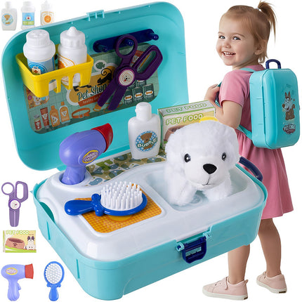 Ensemble de jouets de toilettage pour chien avec accessoires dans un sac à dos
