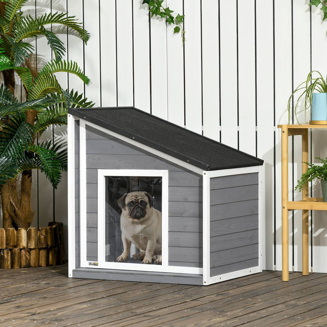 Wetterfeste Fichtenholz-Hundehütte mit Teerdach, 77 cm