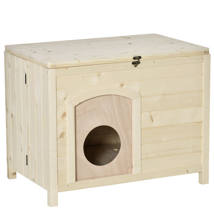 Zusammenklappbare Hundehütte aus Massivholz, Natur, 78x51x62 cm