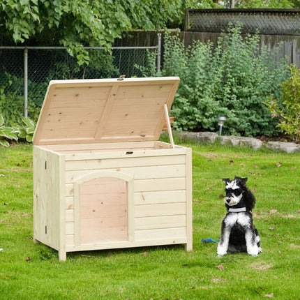 Zusammenklappbare Hundehütte aus Massivholz, Natur, 78x51x62 cm