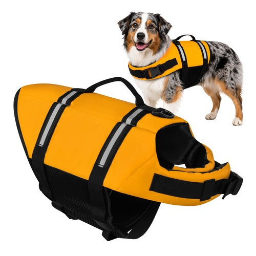 Gilet de sauvetage pour chien, taille L, jaune, 10-20 kg, réfléchissant