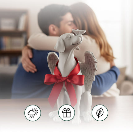 Statue d'ange commémorative pour chien - Résistante aux intempéries, design ailé