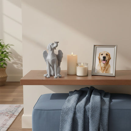 Statue d'ange commémorative pour chien - Résistante aux intempéries, design ailé