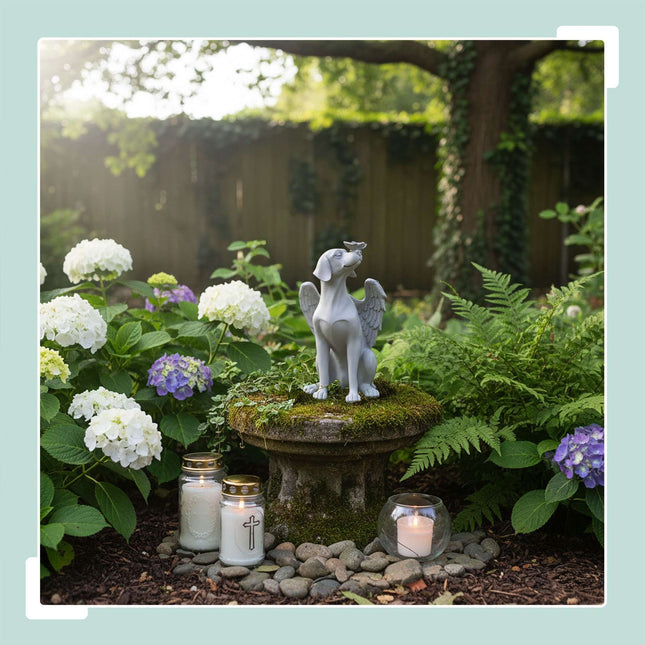 Hunde-Denkmal-Engelsstatue – Wetterfest, geflügeltes Design