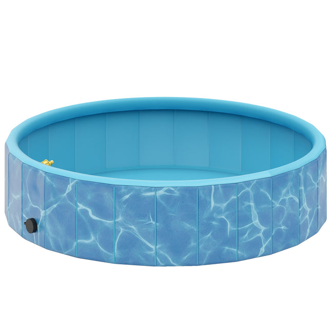 Dog Pool Foldable Paddling Pool with Fountain and Water Cushion Design Ø120 x 30 cm Blue