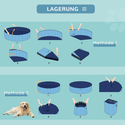 Großer Hunde-Pool, robustes PVC/Holz, 120x30 cm - Sommerkühlung
