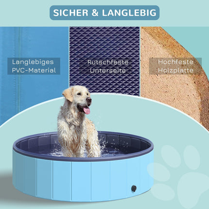 Großer Hunde-Pool, robustes PVC/Holz, 120x30 cm - Sommerkühlung
