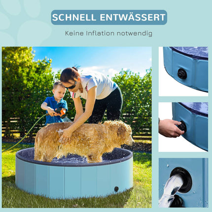 Großer Hunde-Pool, robustes PVC/Holz, 120x30 cm - Sommerkühlung