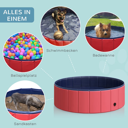 Hundebecken, strapazierfähiges PVC und Holz, 100x30 cm, Rot