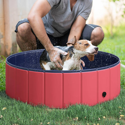Hundebecken, strapazierfähiges PVC und Holz, 100x30 cm, Rot