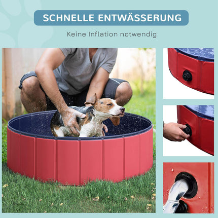 Hundebecken, strapazierfähiges PVC und Holz, 100x30 cm, Rot
