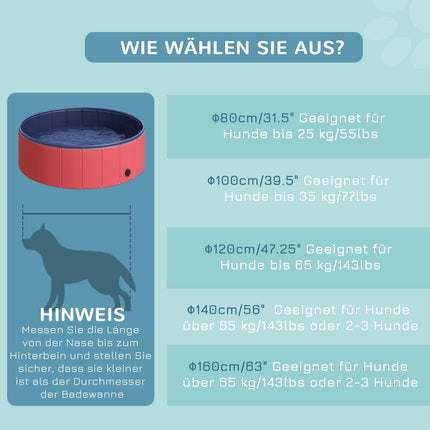 Hundebecken, strapazierfähiges PVC und Holz, 100x30 cm, Rot