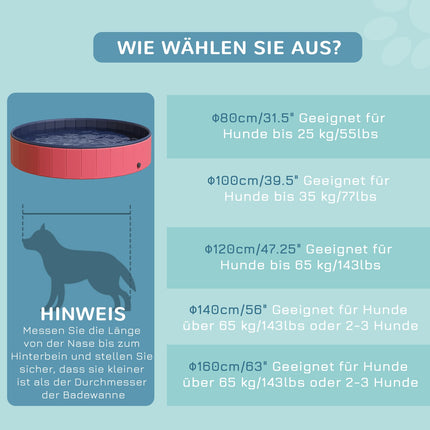 Extragroßer blauer Hundepool, Kunststoff + Holz, 160x30 cm