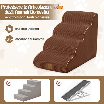 Rampe pour chien, 4 marches en mousse, antidérapante, housse lavable