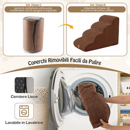 Rampe pour chien, 4 marches en mousse, antidérapante, housse lavable