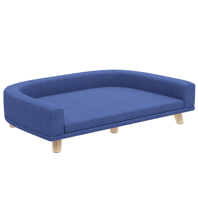 Canapé-lit pour chien, en bois d'eucalyptus, 98 x 67 x 25 cm, bleu