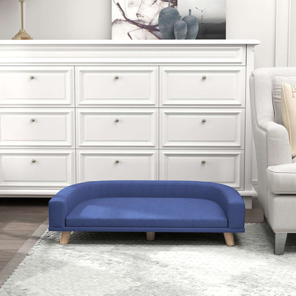Hundesofa, Eukalyptusholz, 98 x 67 x 25 cm, Blau