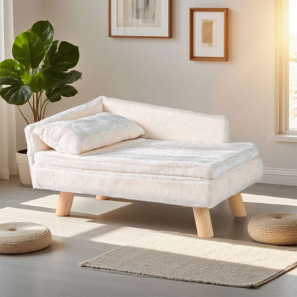 Canapé-lit pour chien avec coussin amovible, oreiller et pieds en bois