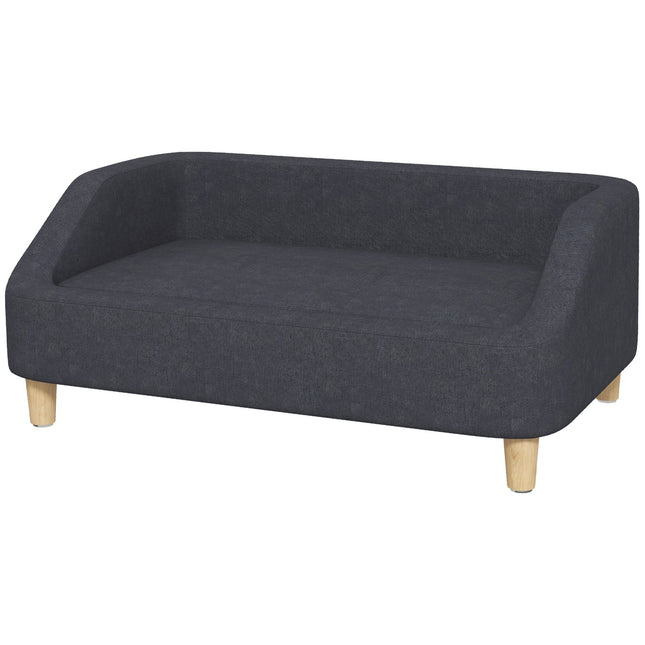 Canapé Pour Chien Pour Chiens De Taille Moyenne Et Grande, Design Surélevé Avec Pieds En Bois, Gris Foncé