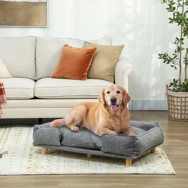 Canapé pour chien avec housse amovible, gris foncé, 96 x 66 x 24 cm