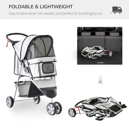 Multicolored pet stroller - for dogs and cats, gray