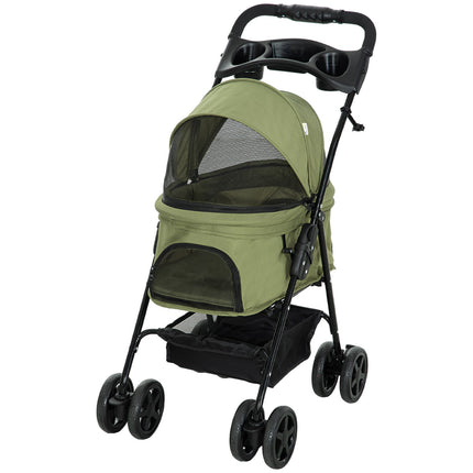 Haustierkinderwagen, faltbar, für kleine Hunde und Katzen, Oxford Green