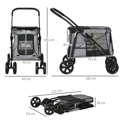 Zusammenklappbarer Tierkinderwagen mit Kissen, Netz, 20 kg Traglast