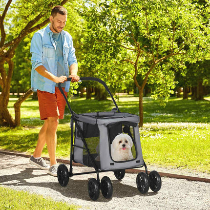 Zusammenklappbarer Tierkinderwagen mit Kissen, Netz, 20 kg Traglast