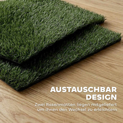 Toilettes pour chien avec tapis en gazon synthétique lavable, 63 x 50,5 cm, noir/vert
