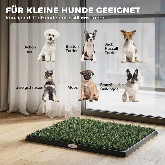 Toilettes pour chien avec tapis en gazon synthétique lavable, 63 x 50,5 cm, noir/vert