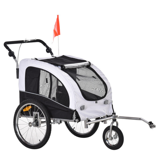 Hundeanhänger für Fahrräder – weiß/schwarz, geräumig, 155 x 83 x 108 cm