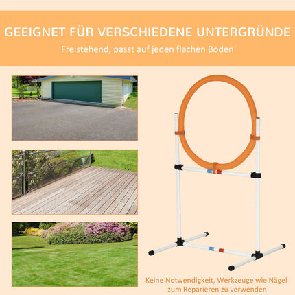 Hund Agility Trainings-Sprungring, Tragbar, Weiß/Orange