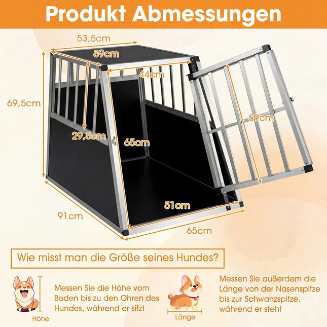 Hundetransportbox mit abschließbarer Tür & Trennwand, 91x65x69,5 cm