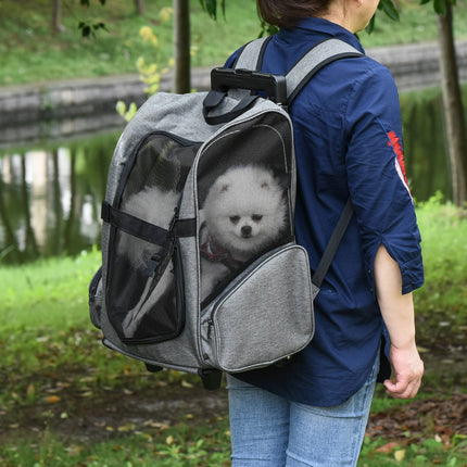 Tierrucksack und Trage 2-in-1, atmungsaktiver Stoff, Tür und Fenster