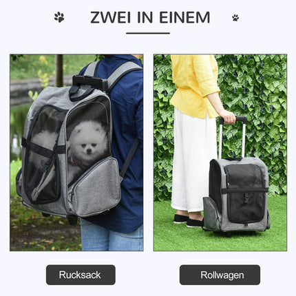 Tierrucksack und Trage 2-in-1, atmungsaktiver Stoff, Tür und Fenster