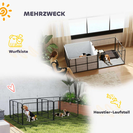 Hundewurfbox, 7 Paneele, Stahlrahmen, Oxford-Gewebe