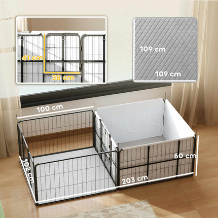 Hundewurfbox, 7 Paneele, Stahlrahmen, Oxford-Gewebe