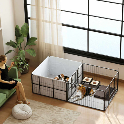 Hundewurfbox, 7 Paneele, Stahlrahmen, Oxford-Gewebe